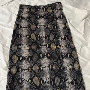 Zara Black and Brown Snake Print Pencil Skirt